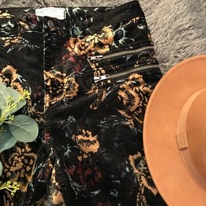 Free People Velvet Floral Pants